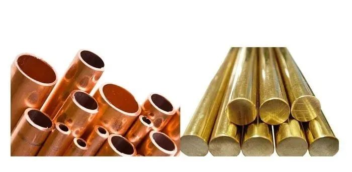 red copper and brass